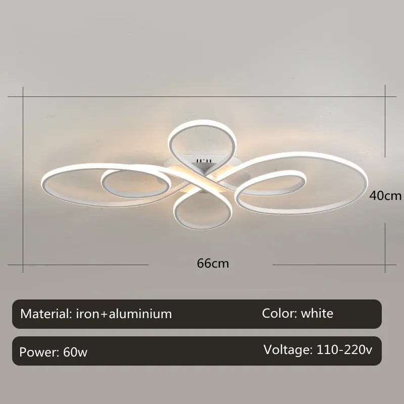 Modern LED Ceiling Light Creative Infinity Loop Design Flush Mount Lamp Black Nordic Chandelier for Dining Living Room Bedroom