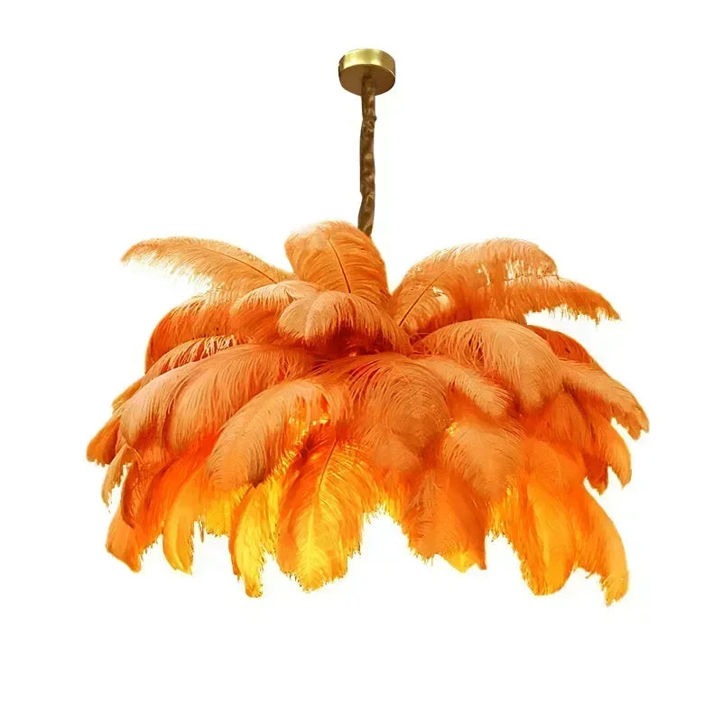 Nordic LED Feather Pendant Lamp Ins Girl Ceiling Chandelier for Living Room Bedroom Minimalist Home Decor Creative Lighting