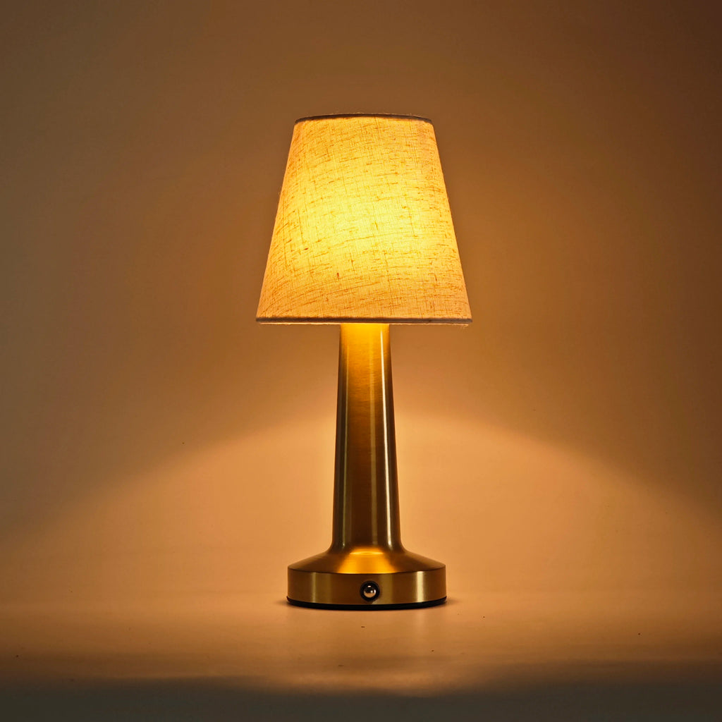LED Table Lamp with Cloth Shade, Touch Sensor Bedside Lamp Rechargeable Reading Lights For Bedroom Restaurant Bar Decor Lighting