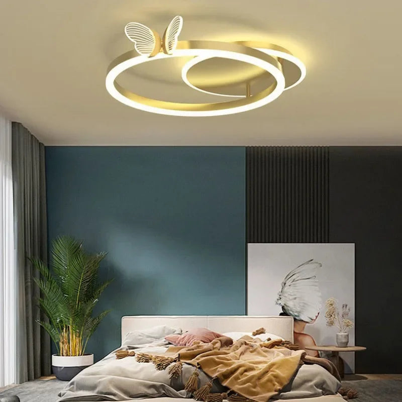 Modern LED Ceiling Chandelier Lighting for Living Study Room Bedroom Dimmable Home Gold 2 3 Rings Indoor Lighting Decor Lamps