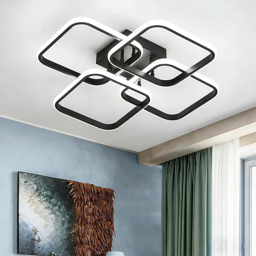 Modern LED Ceiling Light Fixtures Square Flush Mount Lamp for Living Room Dining Room Bedroom Kitchen Energy Efficient Lighting