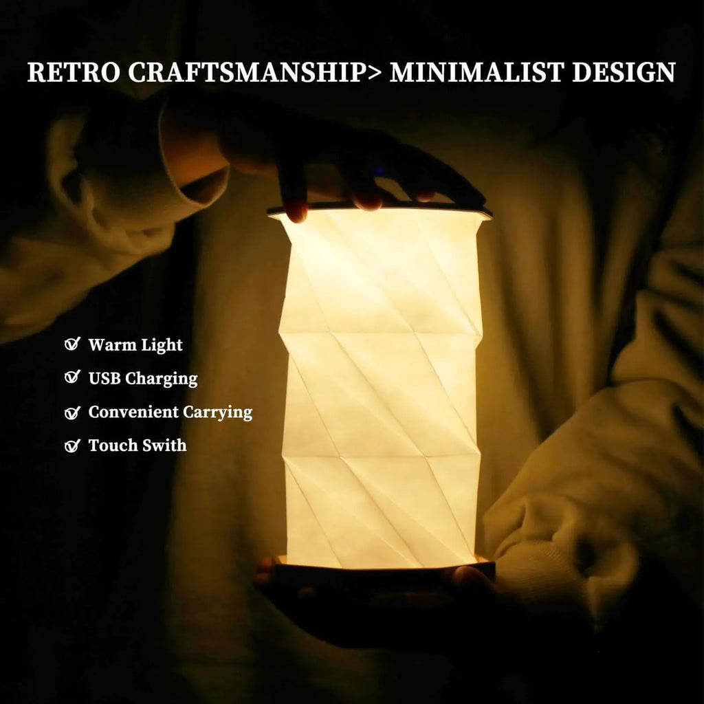 Outdoor Portable Folding Table Lamp Dimmable Paper Lantern for Camping Traveling Tent Night Light Emergency Home Bedroom Decor