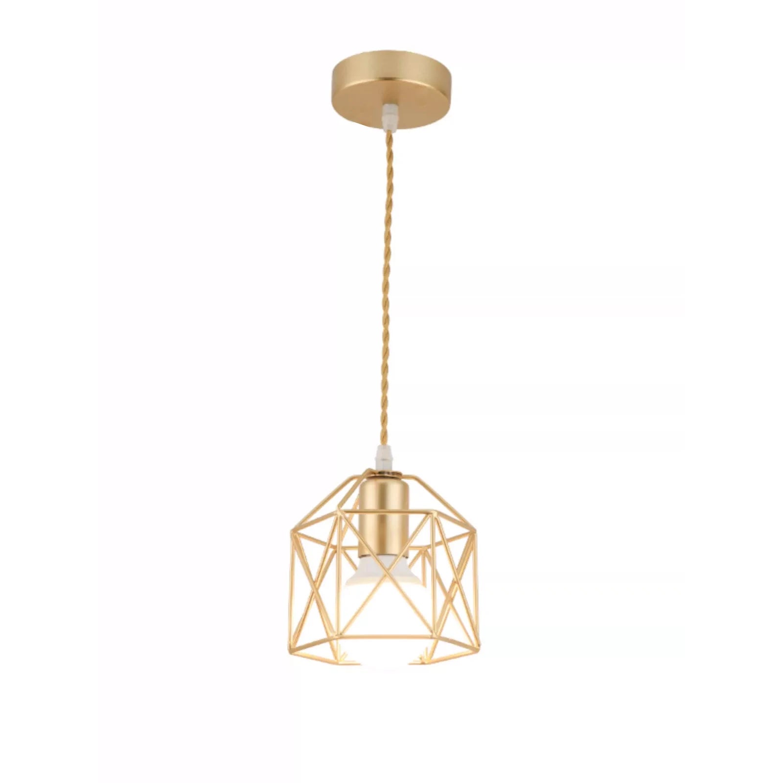 Modern LED Pendant Light Iron Gold Black Minimalist Metal Cage Pendant Lamp Living Room Restaurant Shop Bar Fixture Decoration