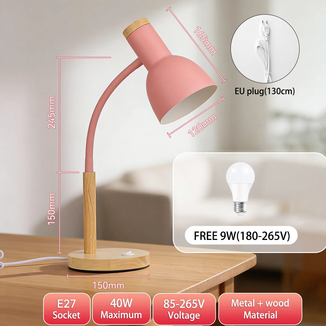 LED Desk Lamp E27 Base Table Lamps Replaceable Bulb Bedside Light Room Led Night light For Bedroom Office Study Reading Lighting
